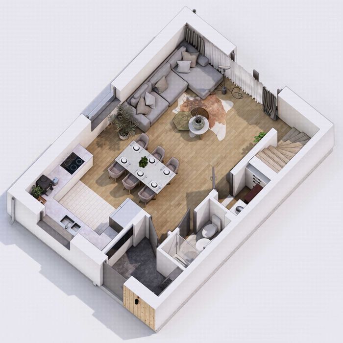 Nowy Segment 80m2 w stanie deweloperskim Więcbork -pompa ciepła, ogród