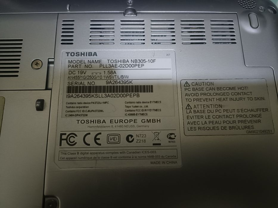 Toshiba NB 305 de 10 pulgadas