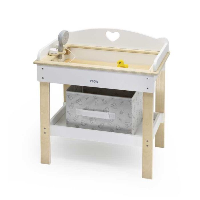Zestaw opiekunki VIGA Drewniany Przewijak 2w1 Wanieńka dla Lalek