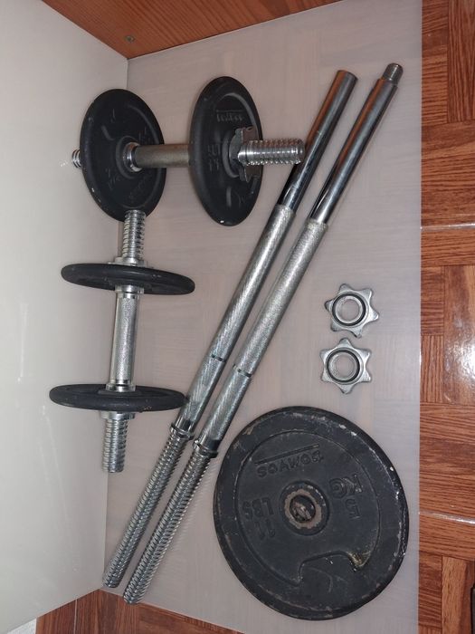 Discos e Barras de Musculação de Ferro