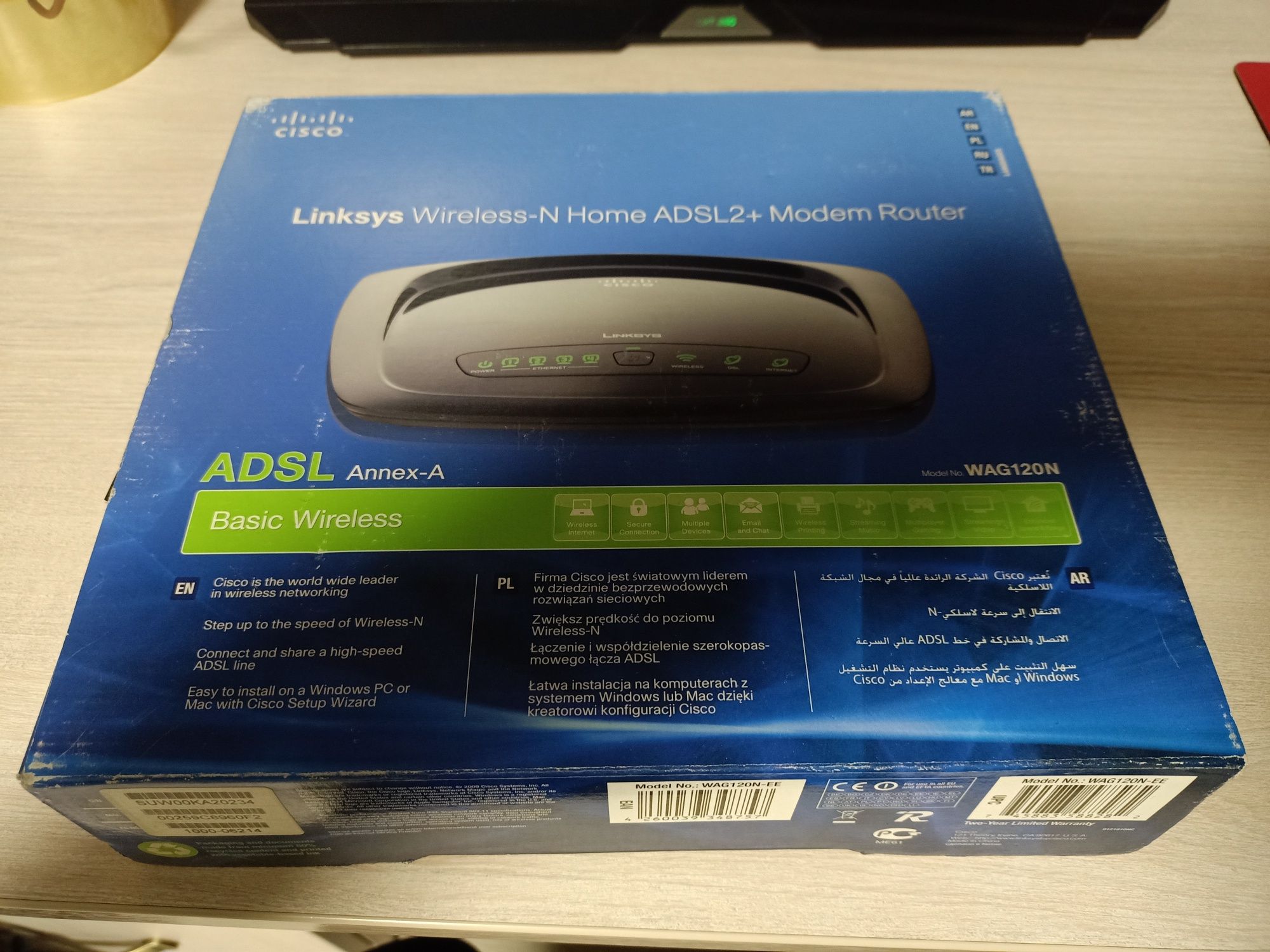 Adsl2+ wi-fi роутер WAG120N Linksys by Cisco