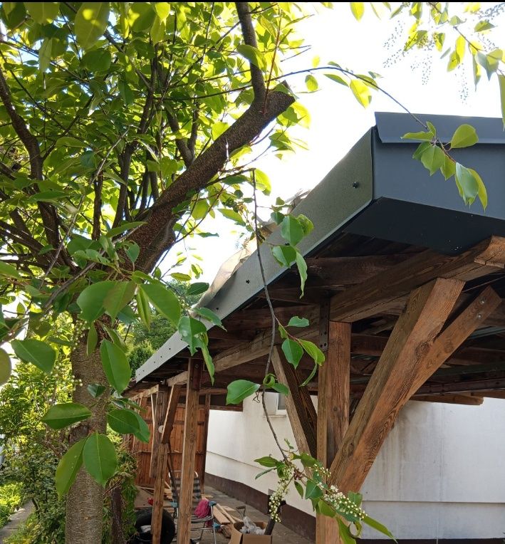 Obróbki blacharskie na rąbek,wiaty,altany, obróbka gzymsu dachu .