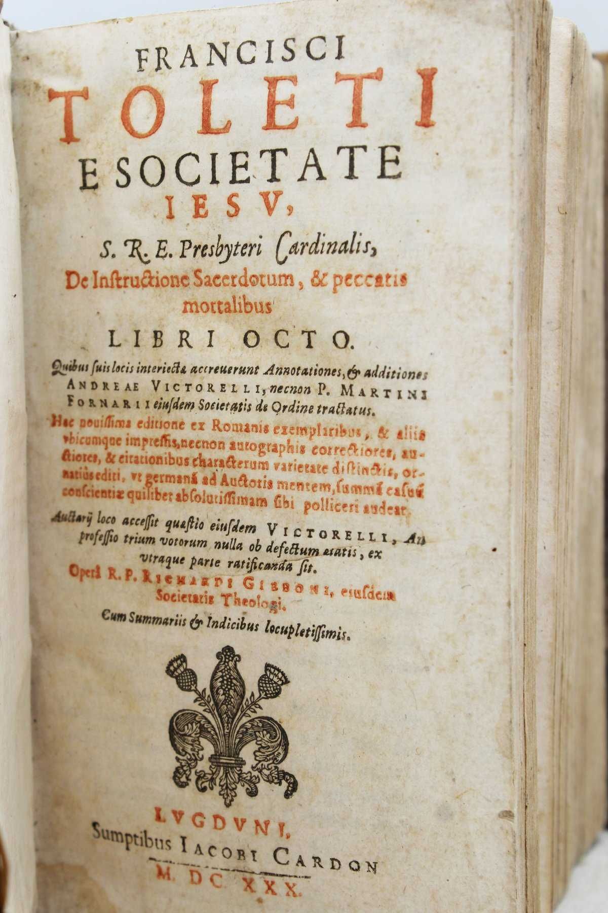 OBRA DE REFERÊNCIA RARÍSSIMA de Franc.º Toledo para o sacerdócio. 1630
