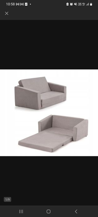 Rozkładana mini sofa dziecięca 2w1, tapicerowany fotel 50 kg Costway