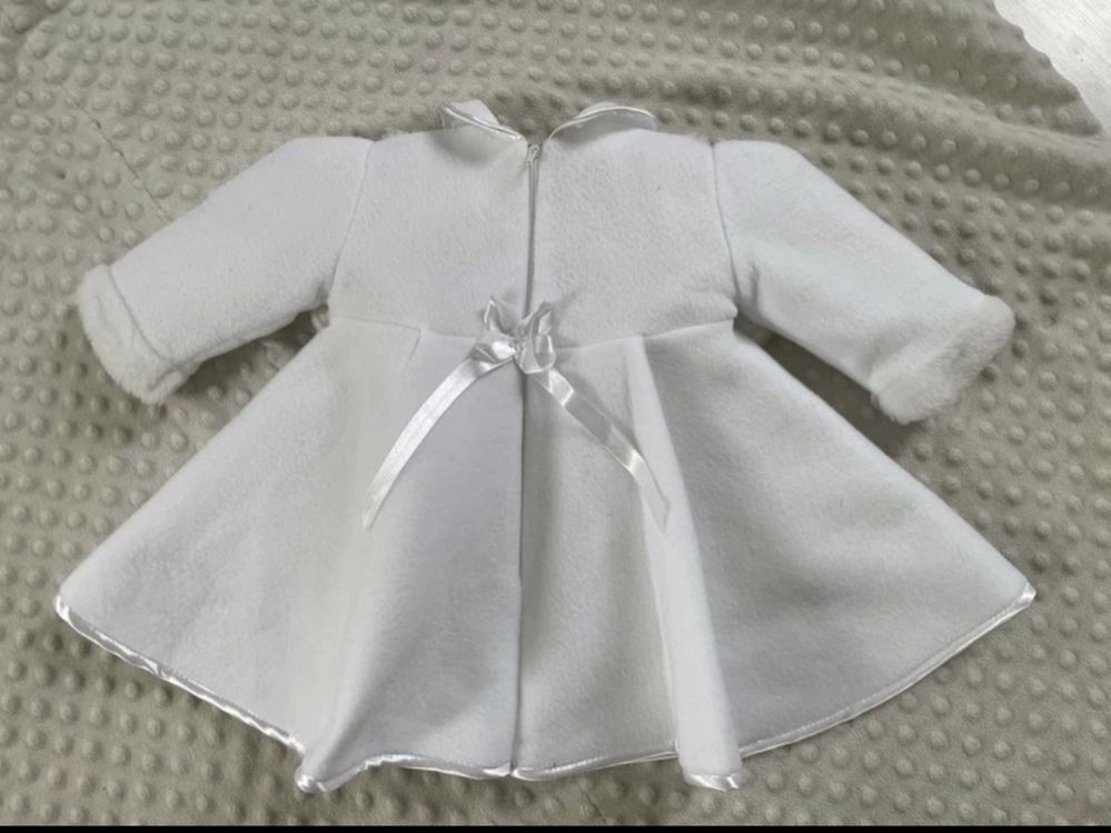 Biały strój zimowy ciepły na chrzciny sukienka chrzest dla dziewczynki