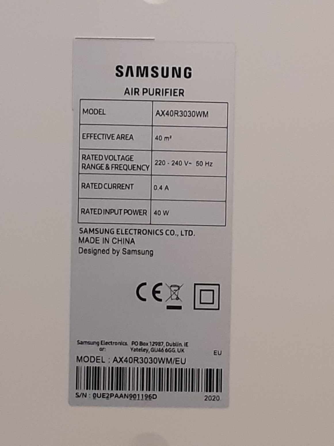 Oczyszczacz powietrza Samsung AX40R3030WM