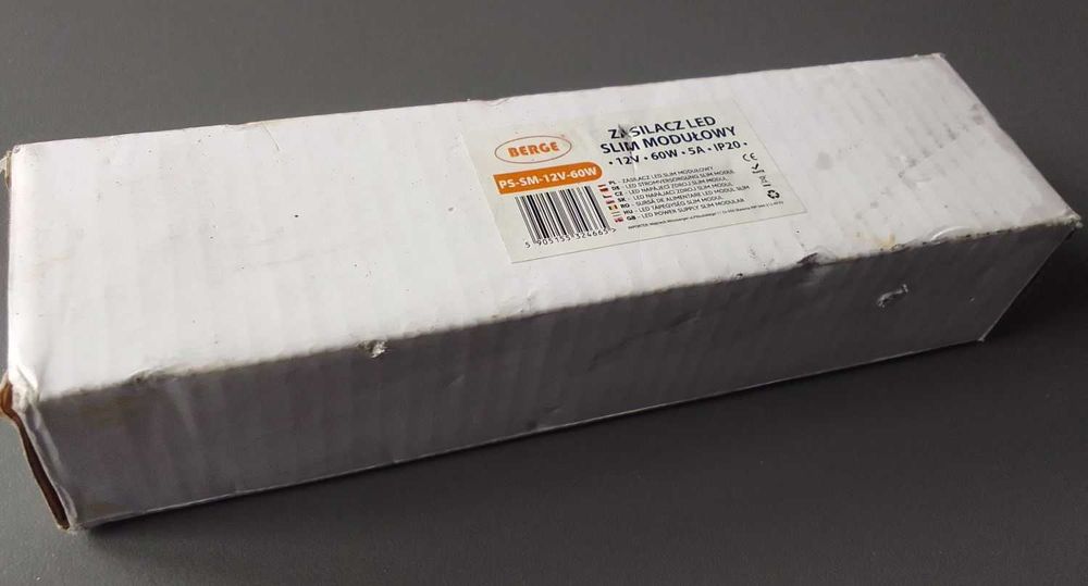 Zasilacz LED modułowy Slim 12V 60W 5A IP20 BERGE Transformator NOWY