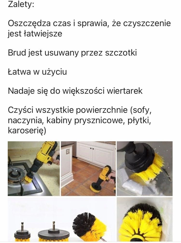 Zestaw szczotek do czyszczenia  na wkrętarkę i wiertarkę