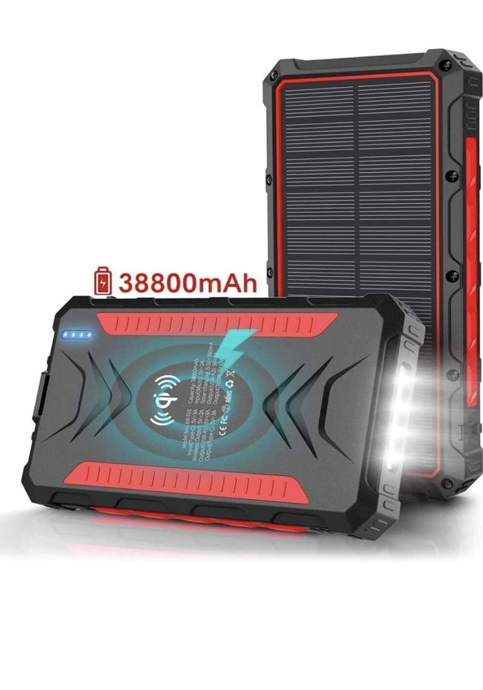 Повербанк Solar 38800 mah сонячна батарея, фонарик з USA