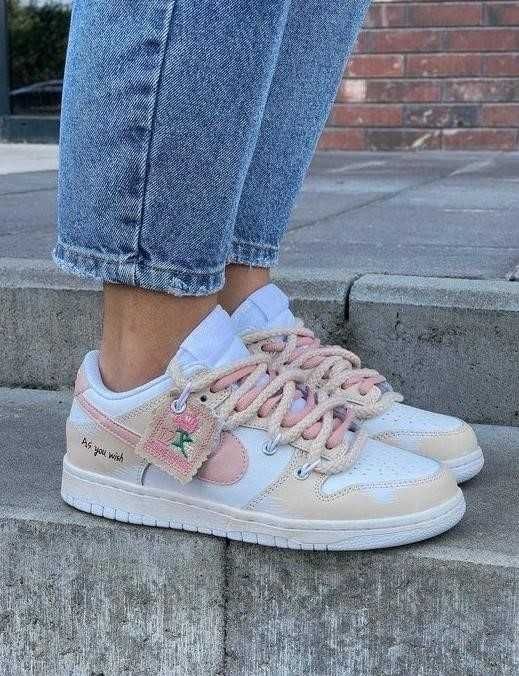 Женские кроссовки Nike SB Dunk Low Custom Beige Pink 36-40 найк сб