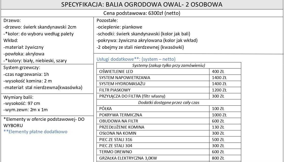 GORĄCA BECZKA OWAL 2 osobowa Balia Ogrodowa Bania HOT TUB