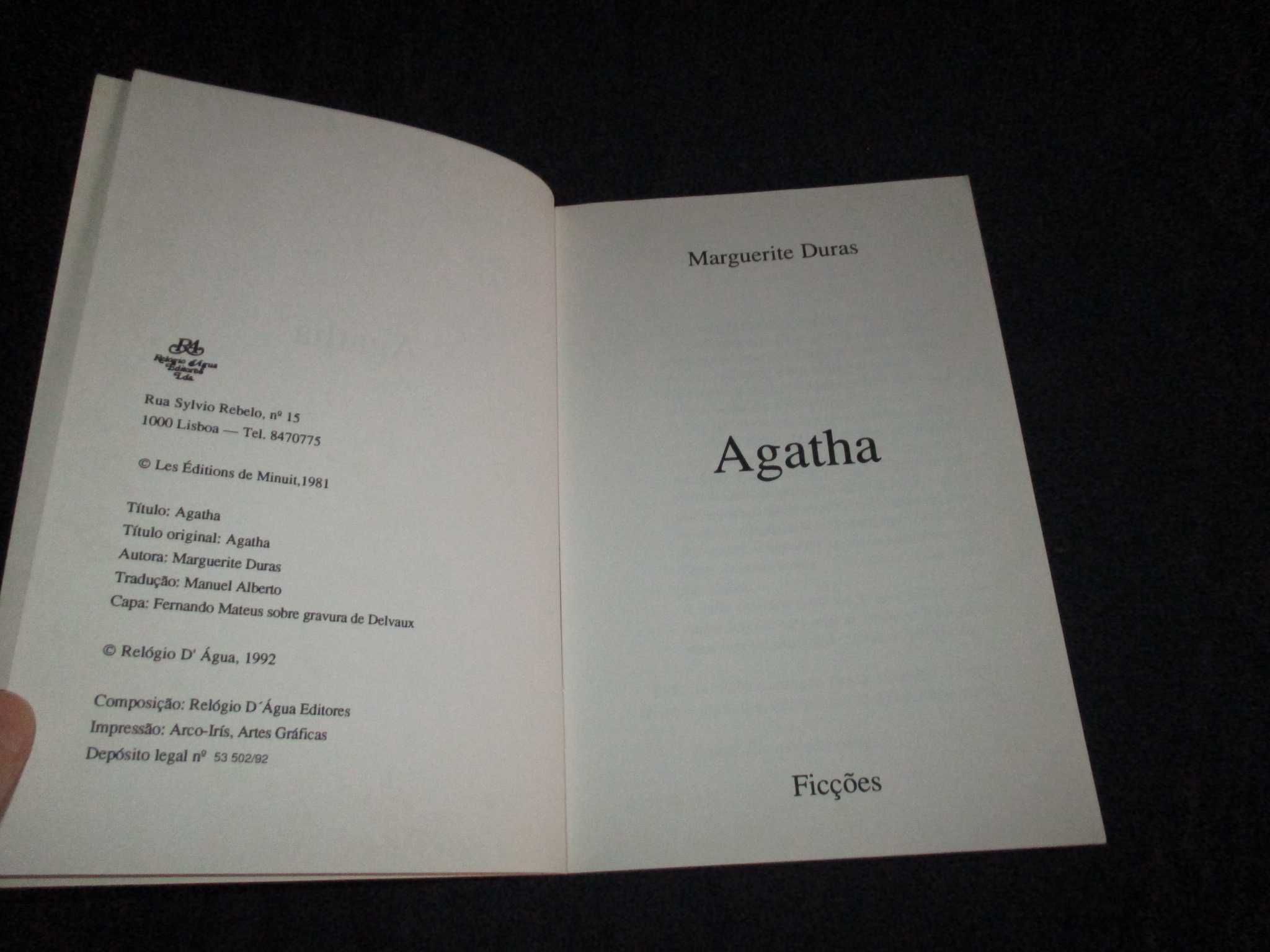 Livro Agatha Marguerite Duras Relógio D'Água