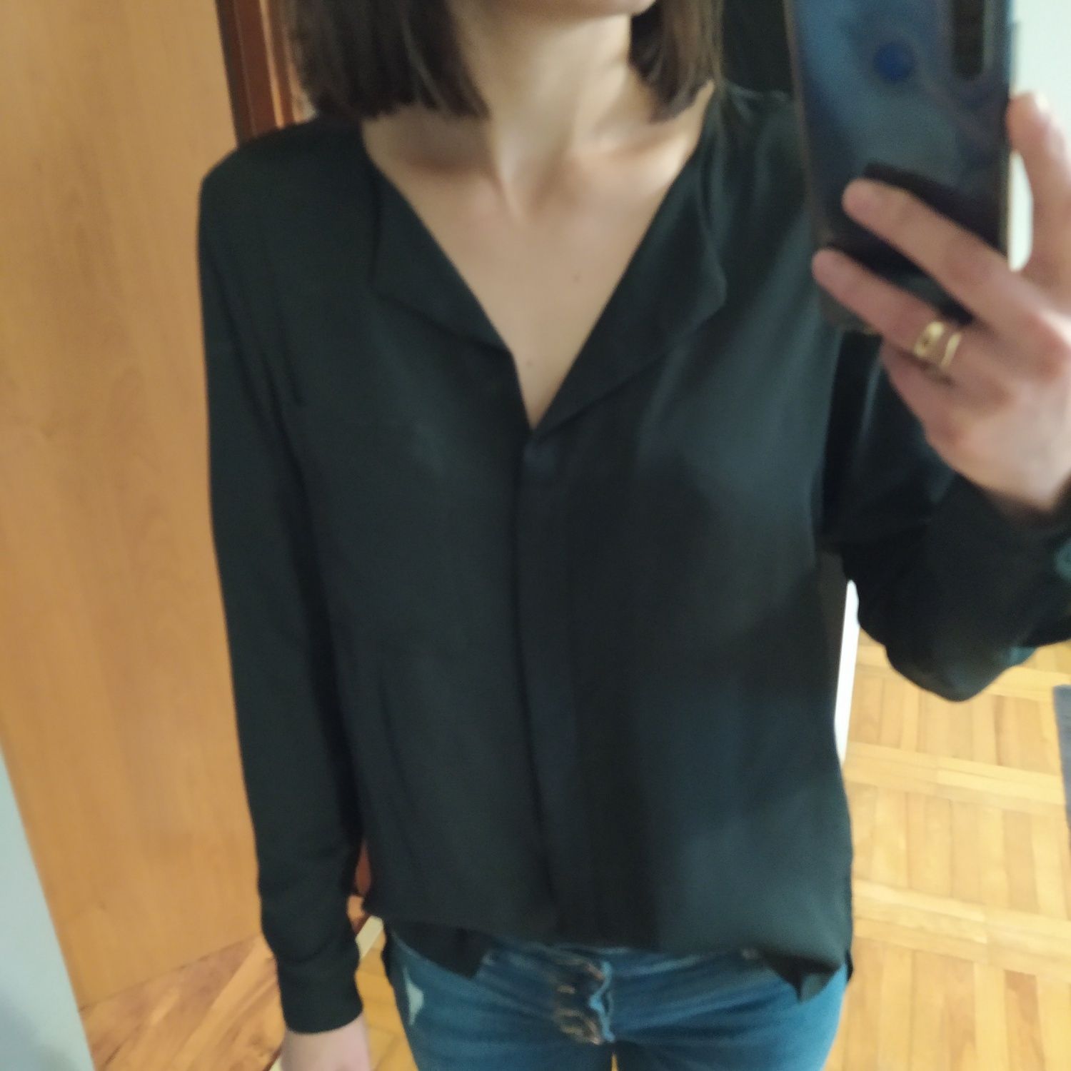 Bluzka koszulowa czarna r. 36 selected famme