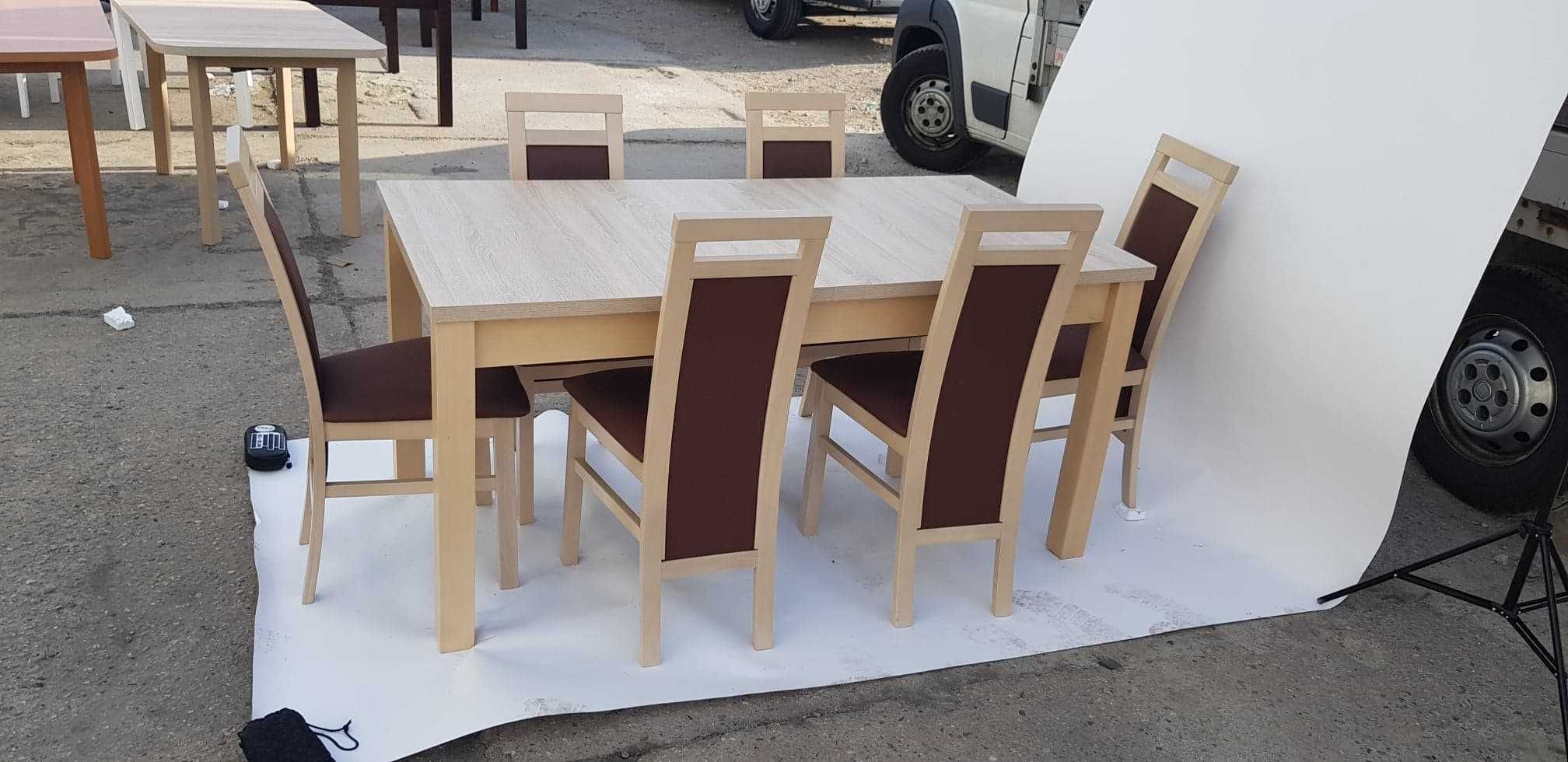 NOWE: Stół 80x160/200 + 6 krzeseł, SONOMA + BRĄZ , dostawa cała PL
