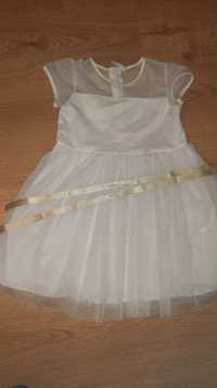 Bez uszkodzeń Śliczna biała sukienka Coccodrillo 128 komunia wesele