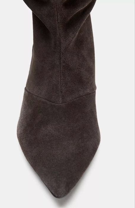 Замшеві чоботи на підборах кетен хіл  Zara