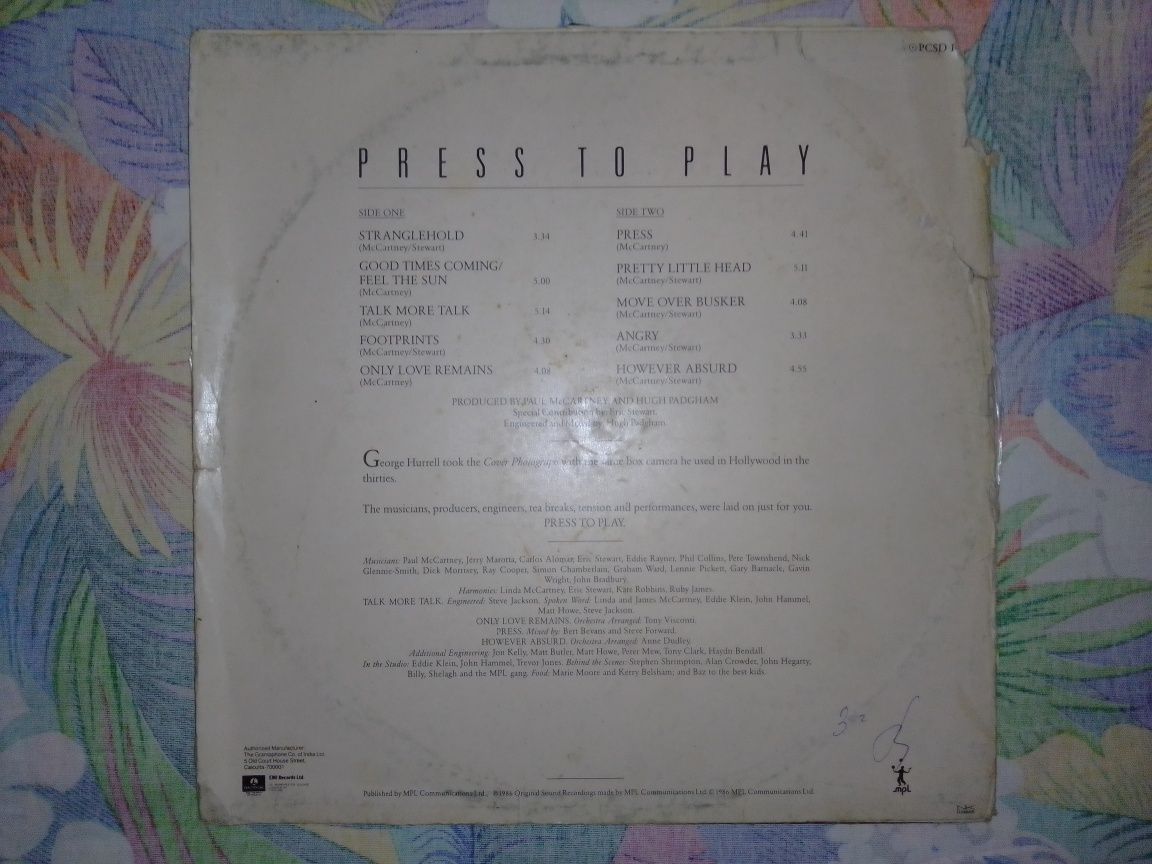 Винил Paul McCartney Press to play