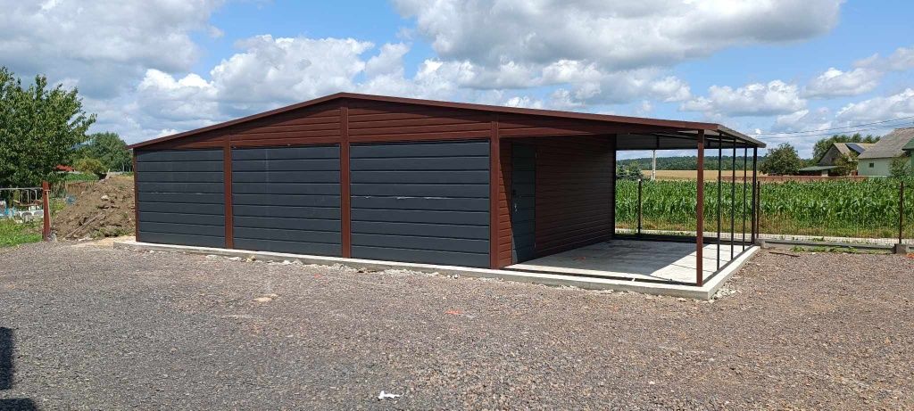 Garaz blaszak 12x6 grafit mat 3m wiata z paneli