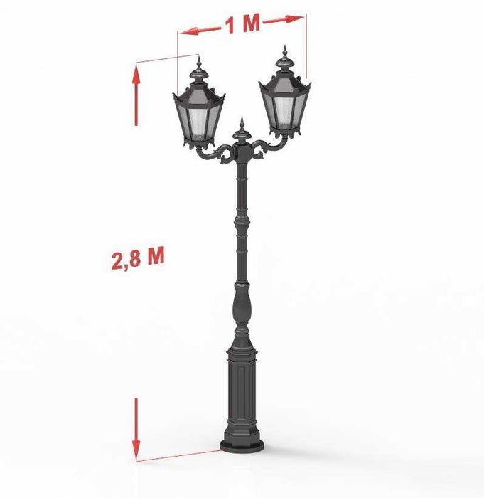 ogrodowa parkowa latarnia żeliwna 2xlampion H-3000mm lampa