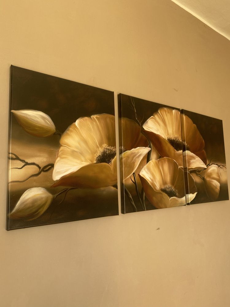 Obraz kwiaty z trzech części