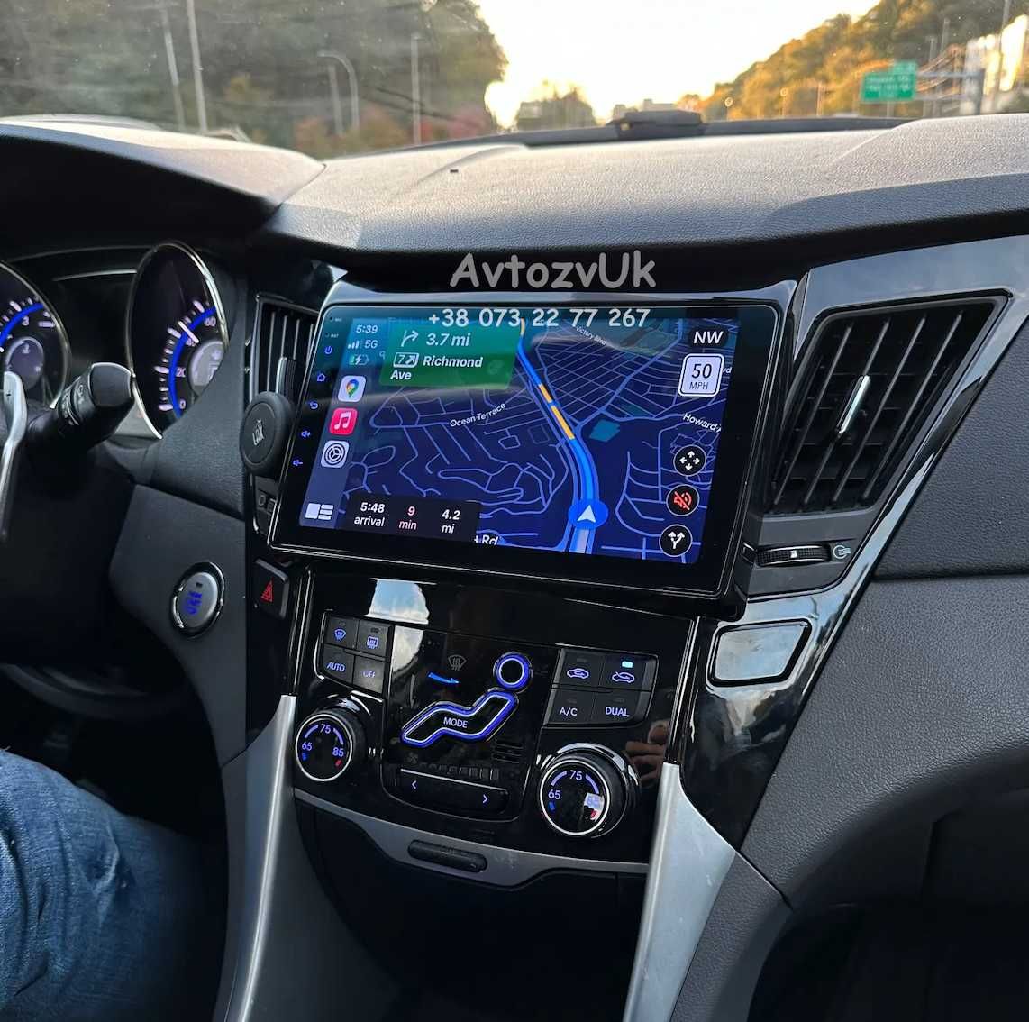 Магнитола SONATA Hyundai Соната Tesla GPS USB 2 дин CarPlay Android 14