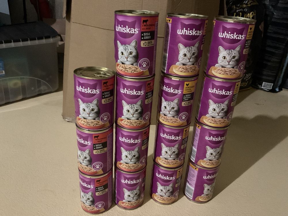 15 puszek karma mokra whiskas kurczak wolowina