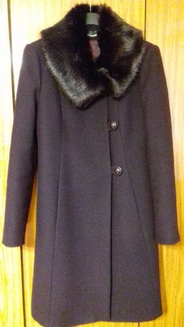 Płaszcz wełniany zima - kolor ciemna śliwka