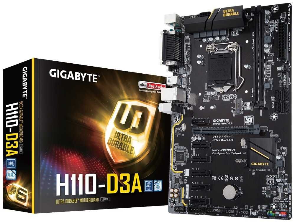 Комплект на LGA 1151: MB GA-H110-D3A+G3930-2.9GHz+4Gb DDR4-2400MHZ+SSD