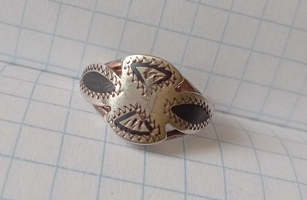 Кольцо колечко Чернь. Серебро 925 проба, звезда, СССР
