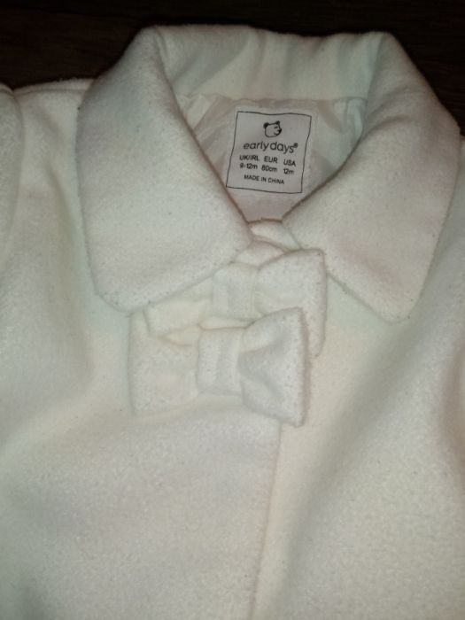 Płaszczyk jesienny kurteczka płaszcz biały 9-12 miesięcy