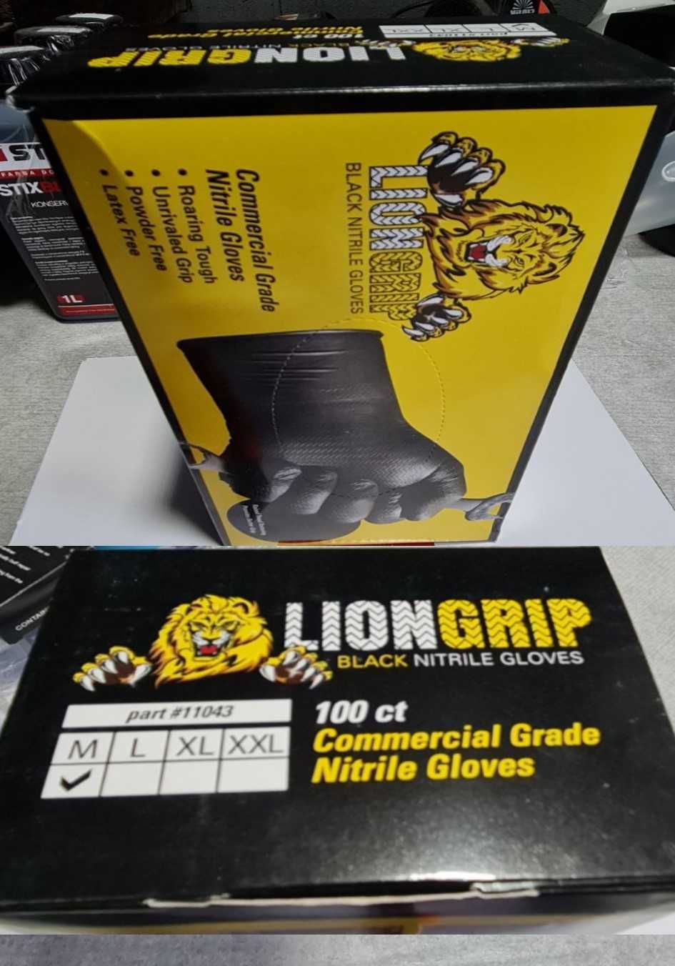 Прочные нитриловые перчатки Lion Grip 100 шт РАЗМЕР М для СТО
