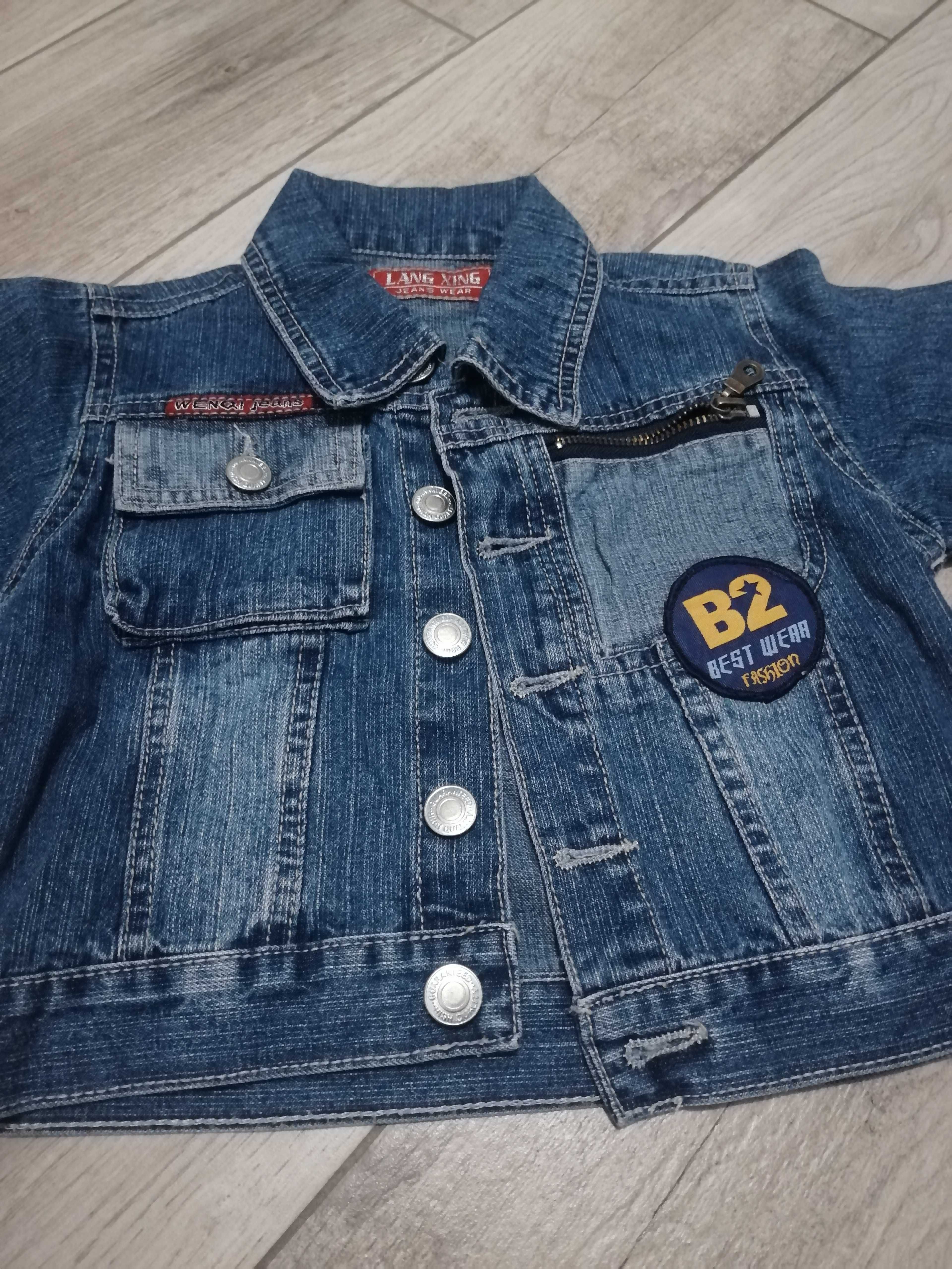 Kurtka jeansowa katana dziecięca 86 plus t-shirt 86/92