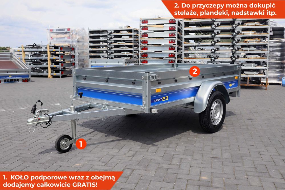 Przyczepka lekka SPAWANA 232x131x37 samochodowa 750 kg 1 oś VESTA