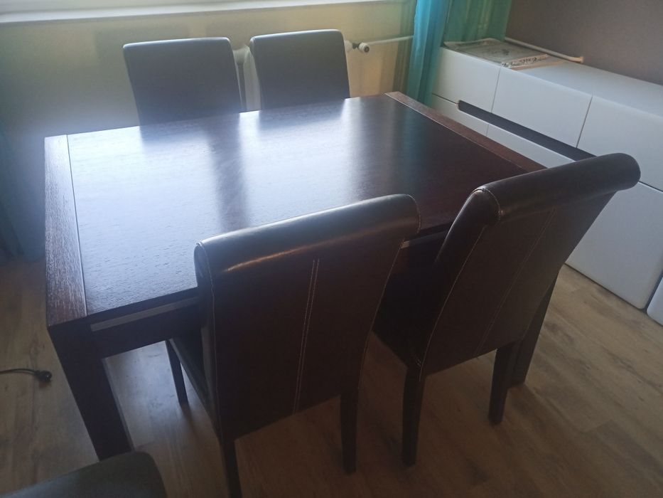 Stół dębowy brązowy wenga Tanio 4 krzesła gratis