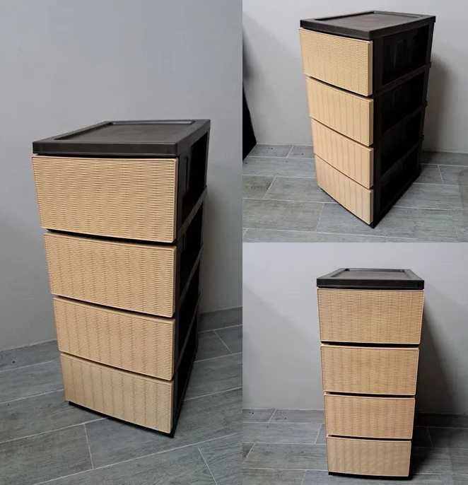 Комод Ротанг 4 яруси пластиковий 86.5×44.5×34.5 см R-Plastic