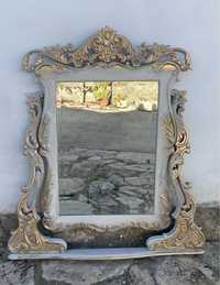 Espelho antigo de madeira com vidro biselado