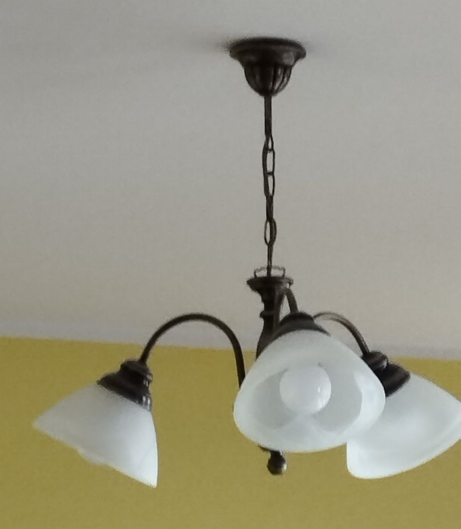 komplet 3 lamp salonowych: sufitowe: trój- i pięcioramienna + stojąca