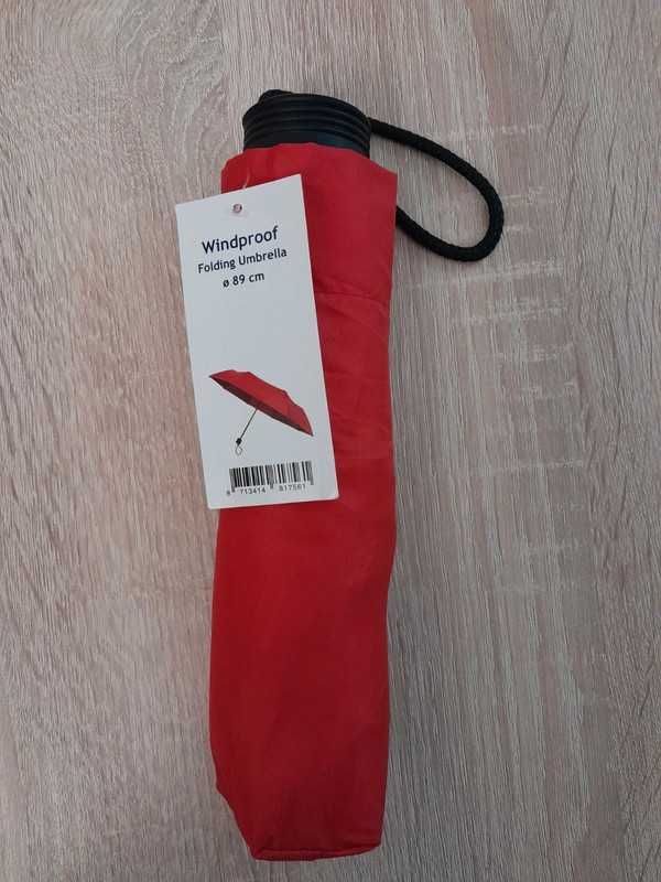 Nowy mini parasol półautomatyczny_Windproof_Umbrella_89 cm, czerwony