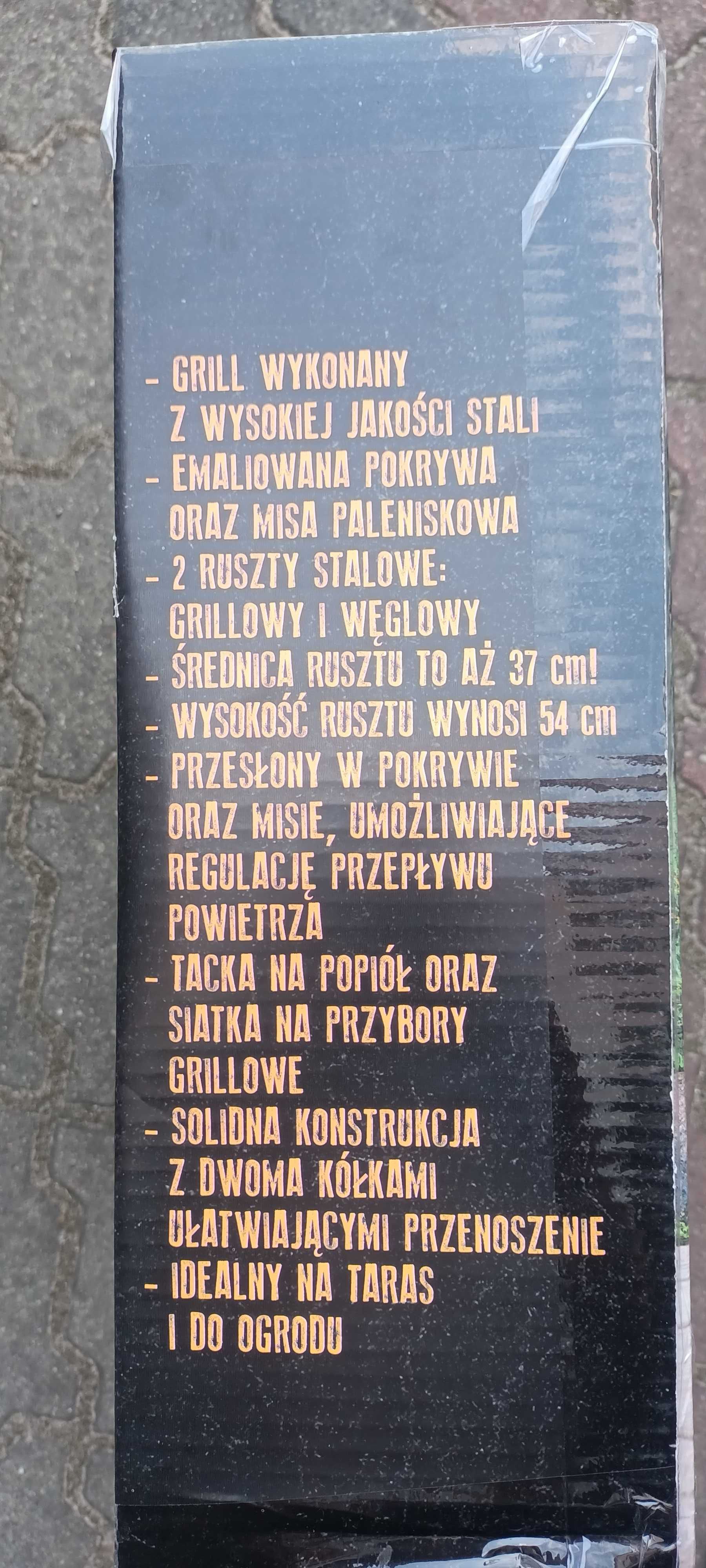 NOWY Grill kulisty z pokrywą BBQ średnica 37 cm,na kółkach.Atest Dekra