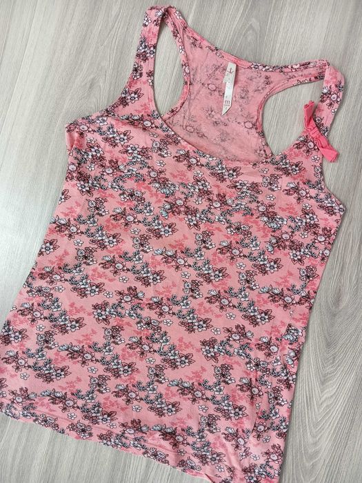 Bluzka damska na ramiączkach top różowa w kwiaty M