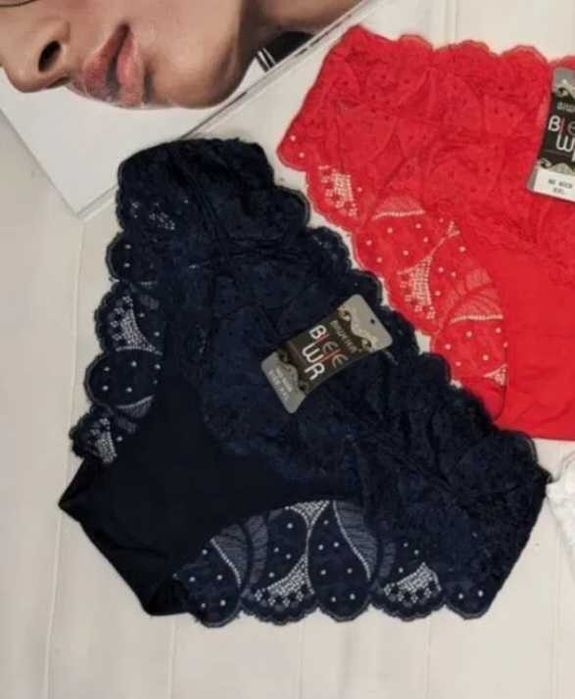 Труси жіночі кружевні чорні XXL