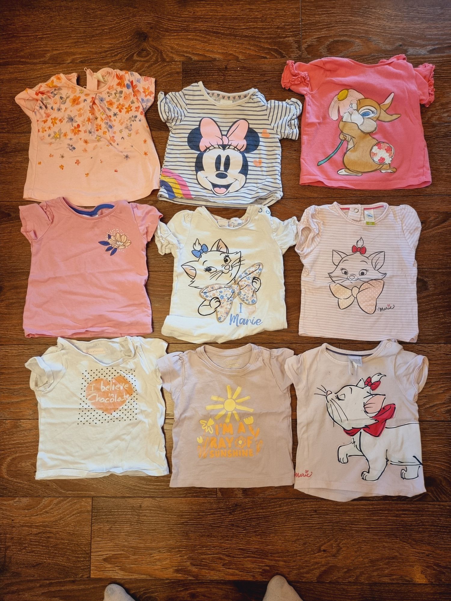 9 sztuk podkoszulków t-shirt 74 disney