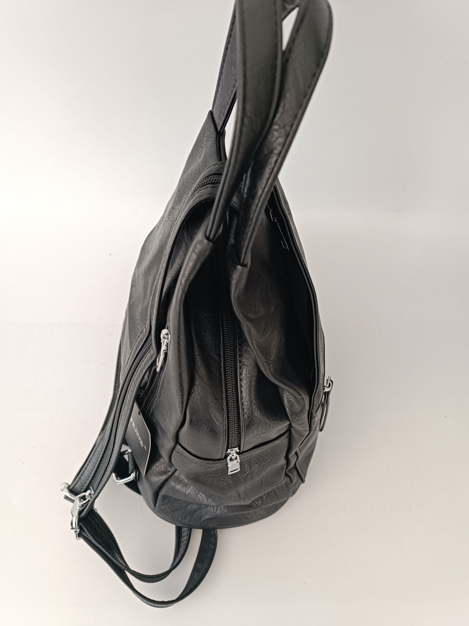 Plecak torebka damska 2w1 worek na ramię czarny miękki nowy plecaki