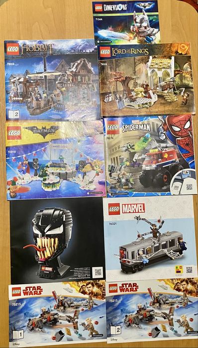 Lego instructions The Hobbit, The Lord of the Rings, Marvel, Star Wars