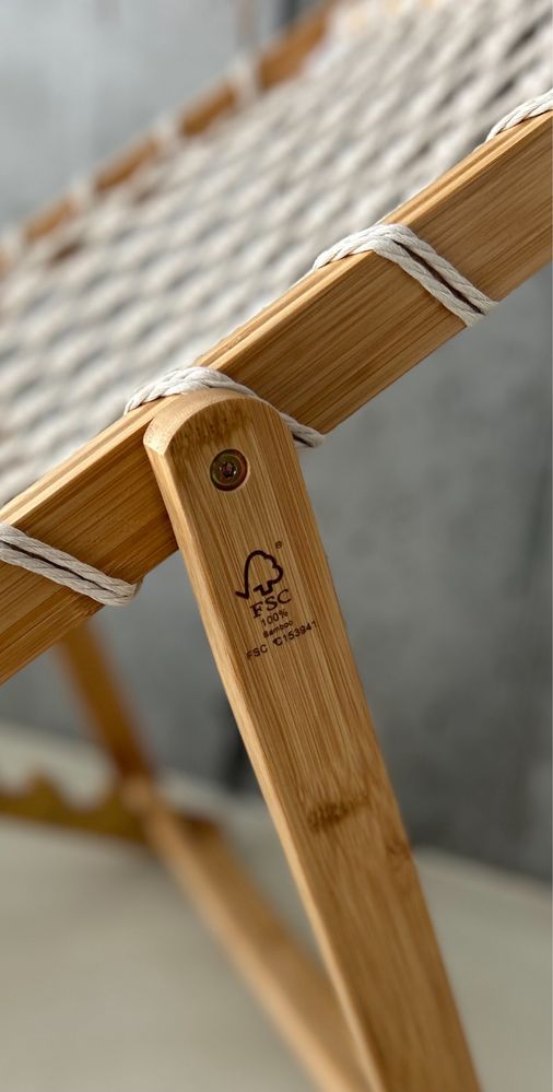 Przepiękny Leżak  100% Bambusowy Boho Makrama Transport Drewniany