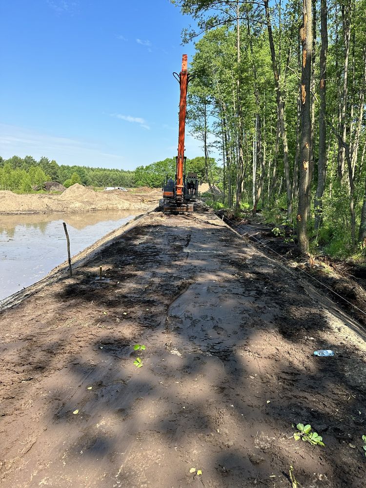 Koparka long reach, wykopy, odmulanie, kopanie stawu, odszlamianie