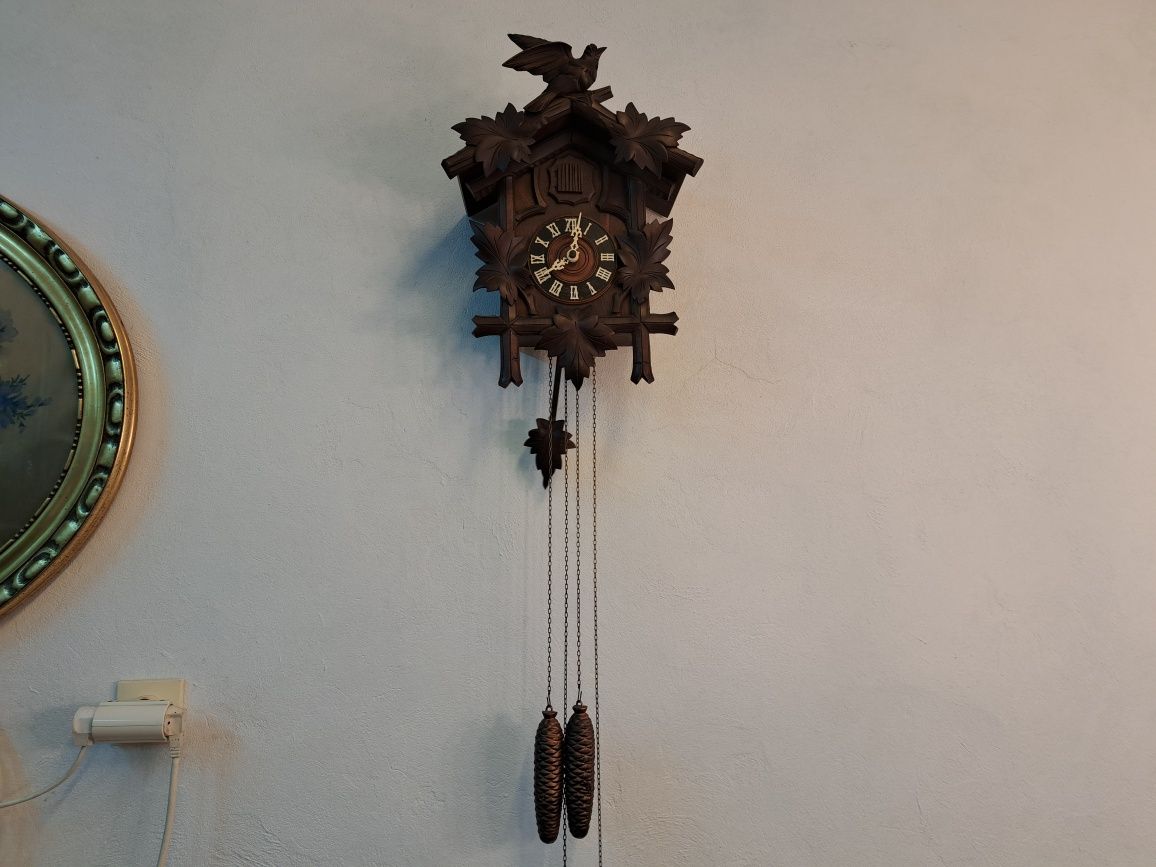 Zegar z kukułką Schwarzwald Rudolf Bauerle St. Georgen drewniany