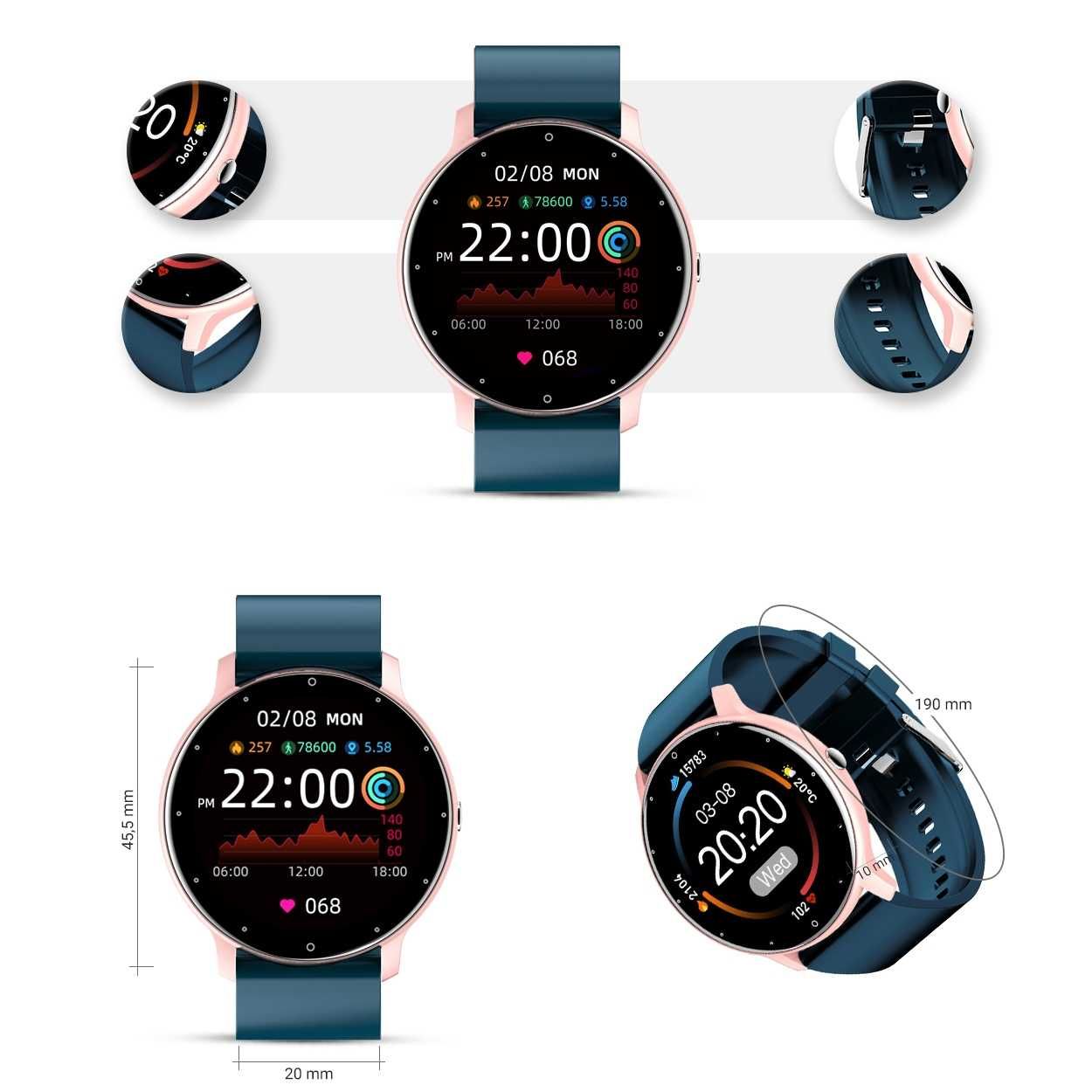 SMARTWATCH GRAVITY GT1-4 różowe  Złoto - Niebieski