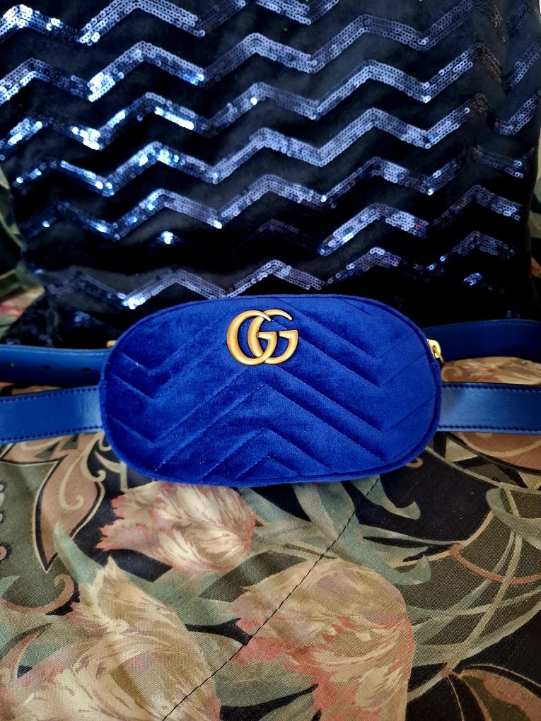 Gucci Marmont Velvet Belt Bag nerka saszetka