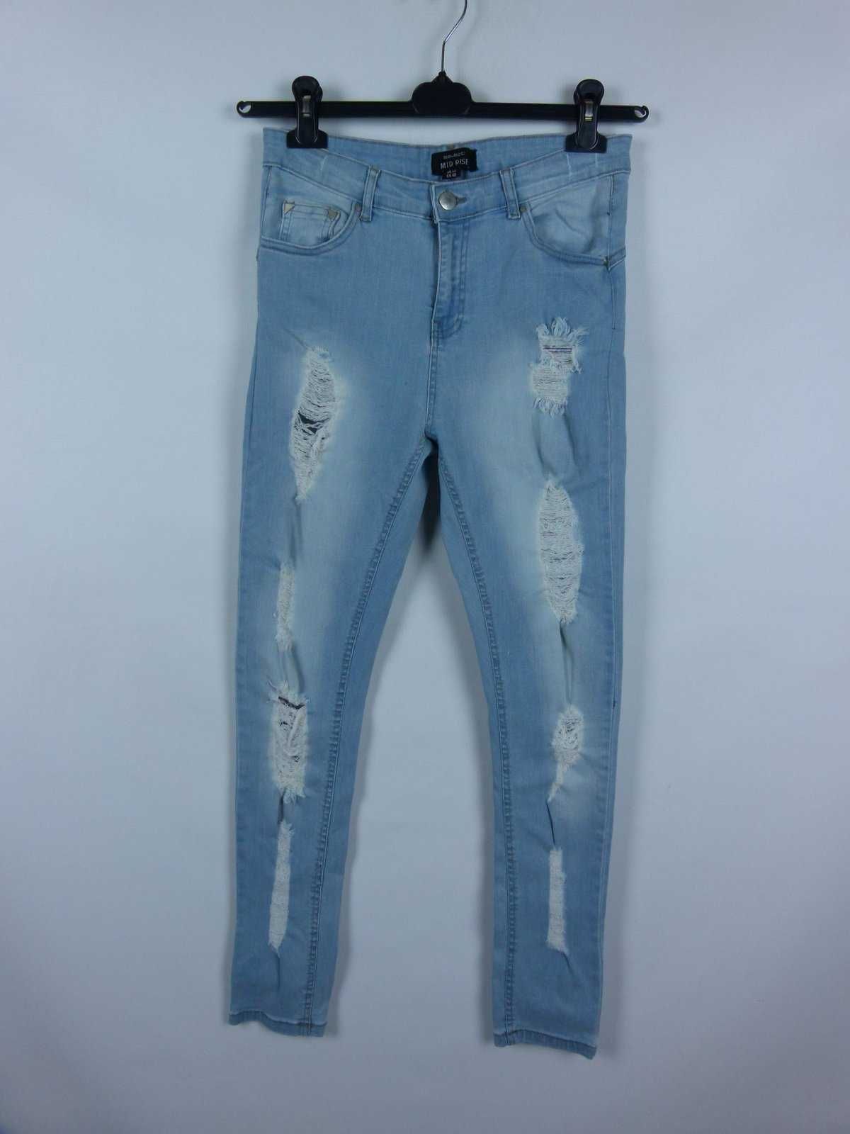 Select - Mid Rise spodnie jeans skinny dziury 12 / 40